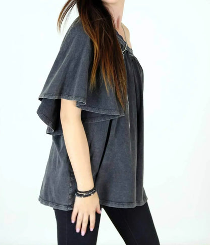 Tough Luv - Boho Victorian Acid Washed Tunic Top - Rack Hunt