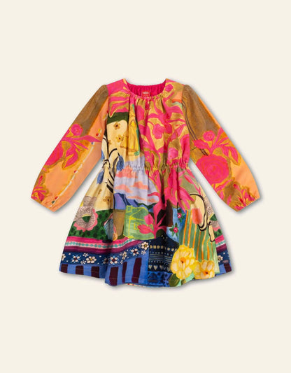 Girl's Danne Long Sleeve Abstract Print Dress