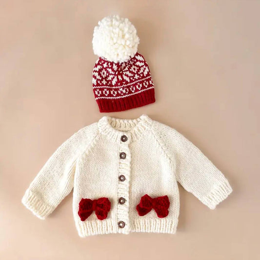 Kid's Cozy Knit Cardigan With Bow