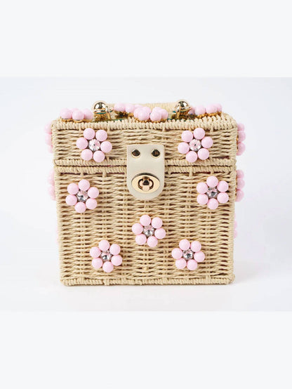 Women's Wicker Bucket Flower Bag