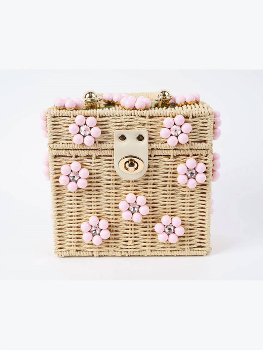 Women's Wicker Bucket Flower Bag