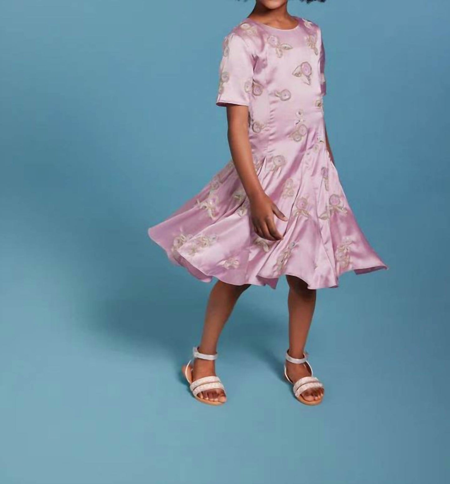 Sasha+Z - Floral Embroidered Satin Dress - Rack Hunt -