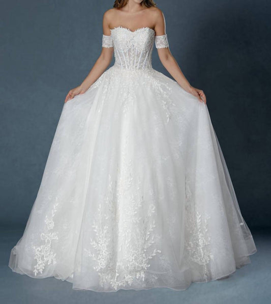 Long Corset Bridal Lace Wedding Dress