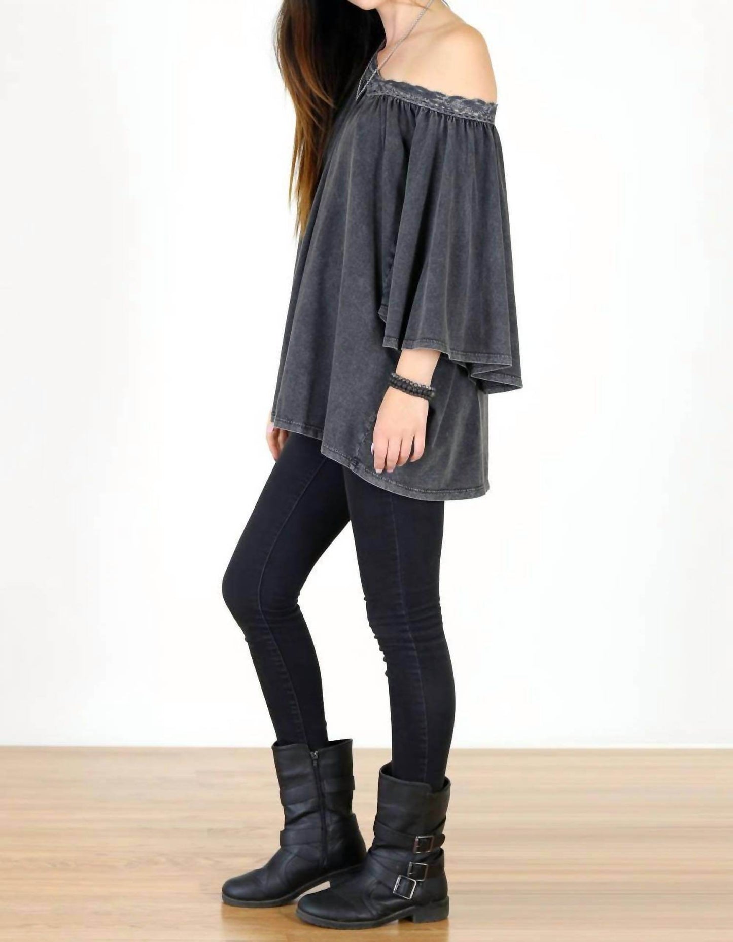 Tough Luv - Boho Victorian Acid Washed Tunic Top - Rack Hunt