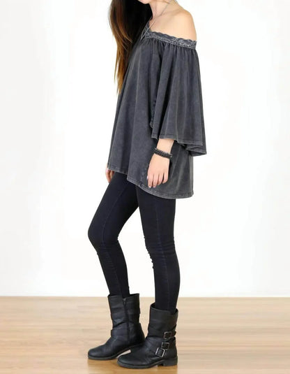 Tough Luv - Boho Victorian Acid Washed Tunic Top - Rack Hunt