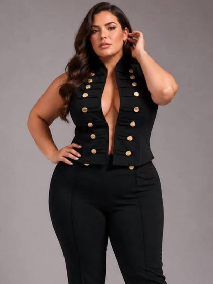 Mikki Buttton Detail Vest - Plus