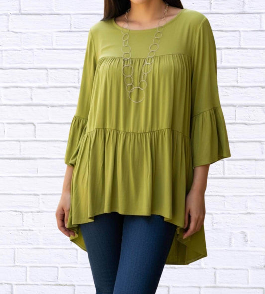 Calypso - Woven Gauged Trapeze Shirt Top - Rack Hunt -