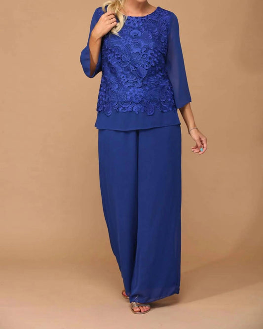 Formal Mother Of The Bride Lace Pant Suit