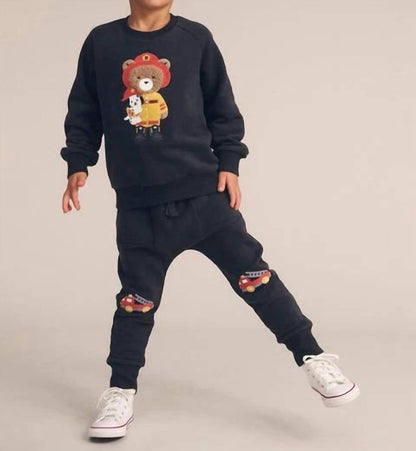 Boy's Fire Truck Drop Crotch Pant
