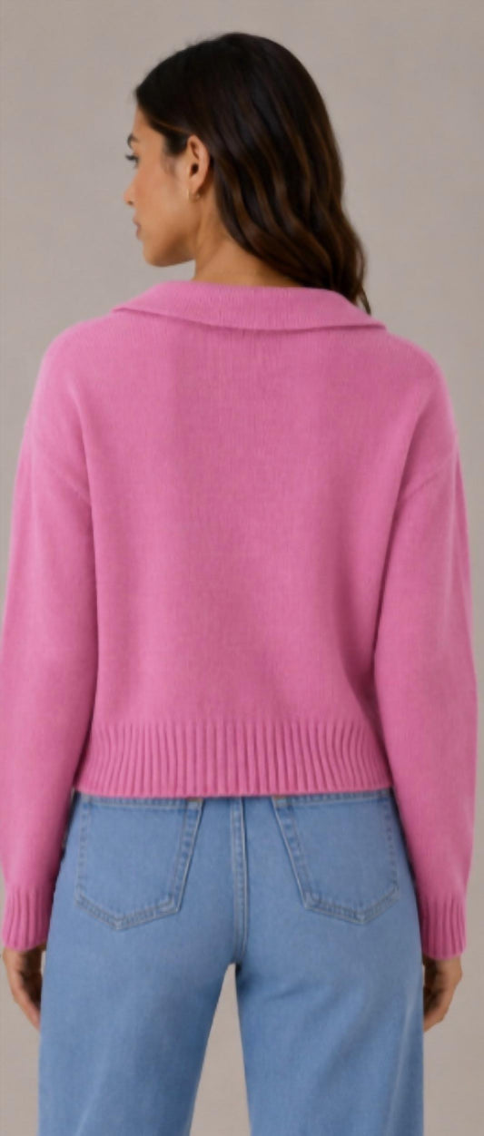 Cotton Cashmere V Neck Polo