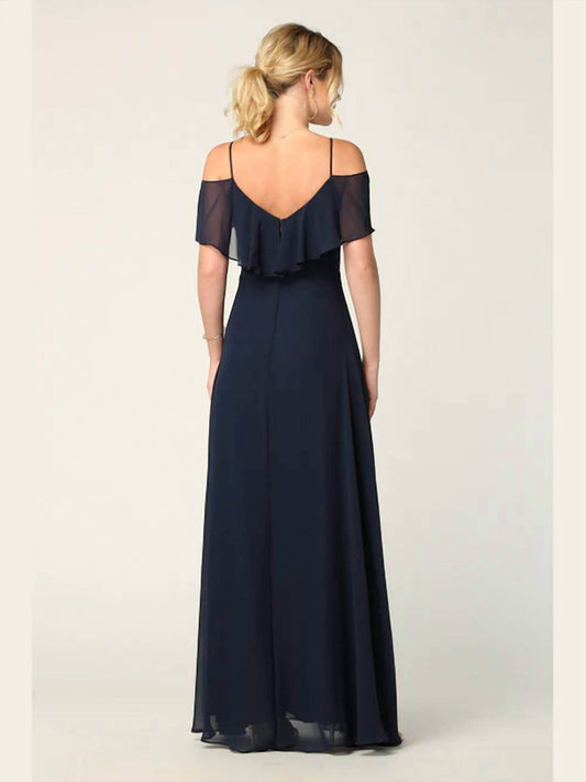 Eva USA - Chiffon Cold Shoulder Ruffle Sleeve Bridesmaid Dress - Rack Hunt