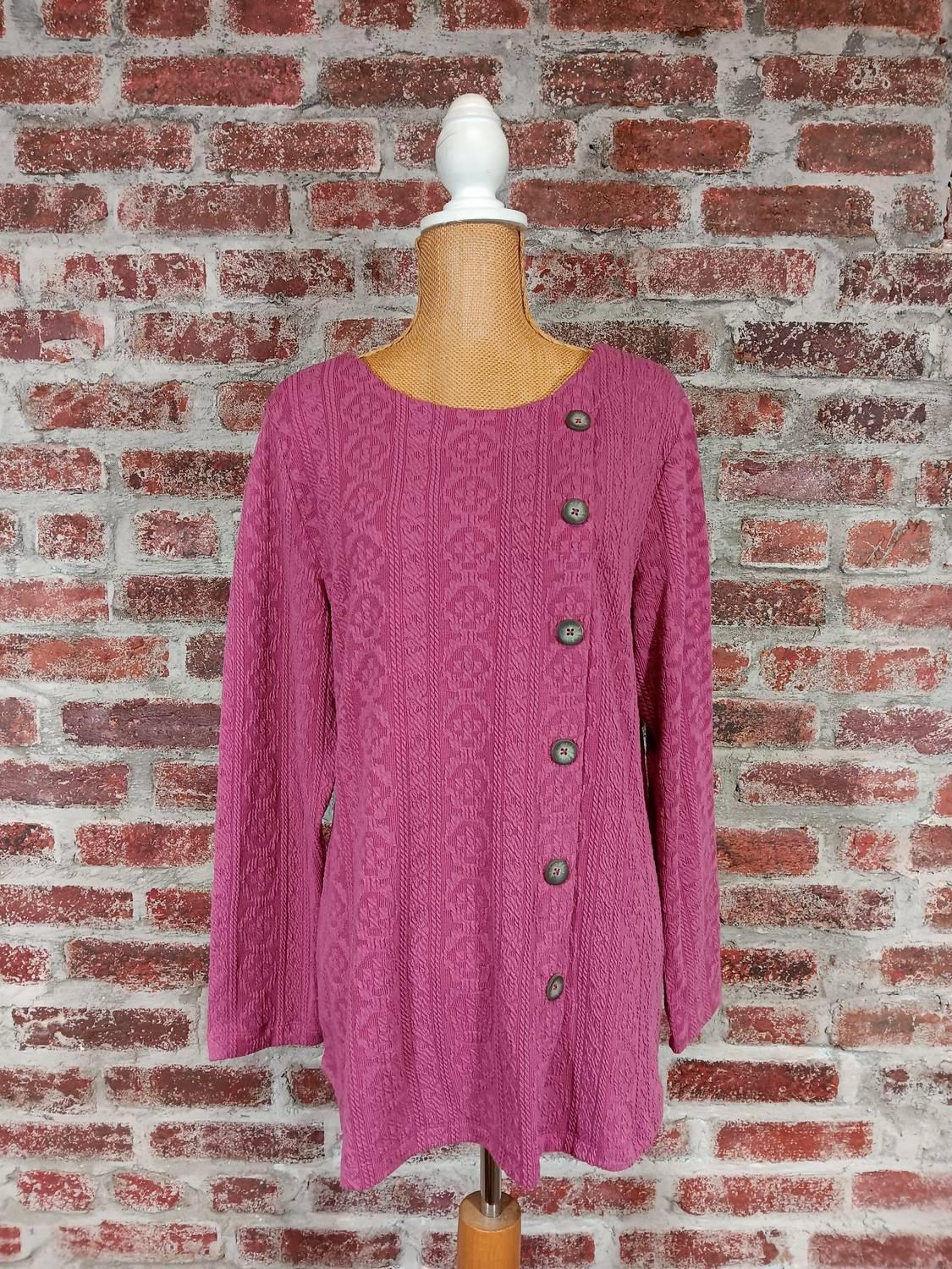 L. Hamrick - Rosetta Quilted Long Sleeve Faux Button Top - Rack Hunt