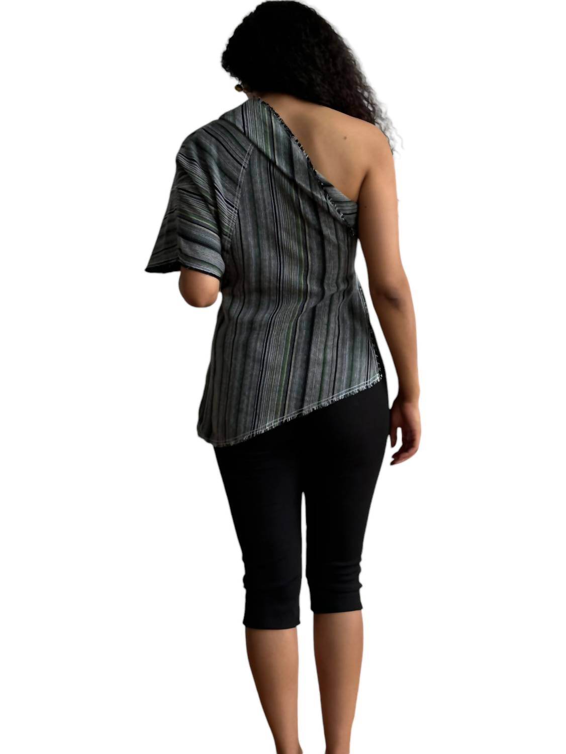 Luna Del Pinal - Tela De Raya Loo Weave Asymmetric Top - Rack Hunt -