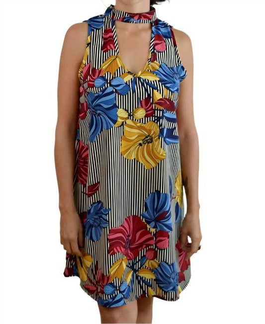 Sun & Moon - Floral Choker Sleeveless Mini Dress - Rack Hunt -