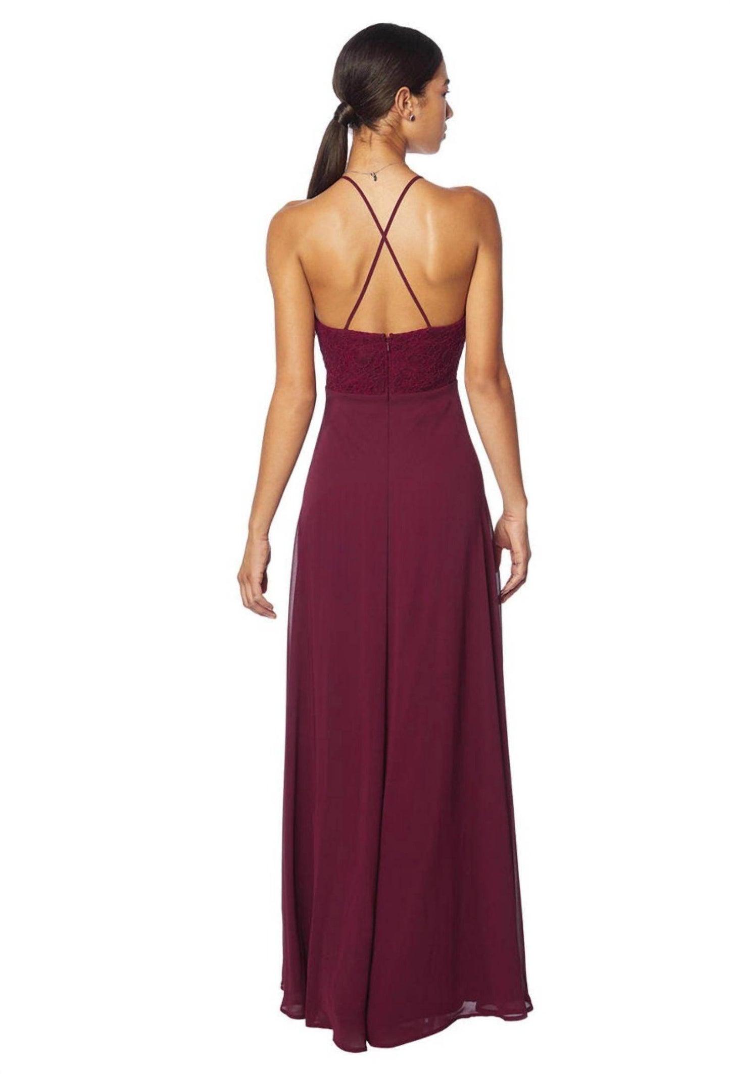 Bill Levkoff - Corded Lace Crisscross Chiffon Bridesmaid Dress - Rack Hunt
