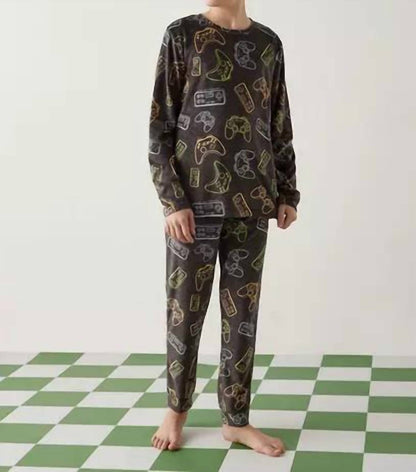 All-over Gaming Print T-shirt And Pajama Set