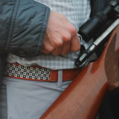 Men's Woven Leather Aztec Checker Belt