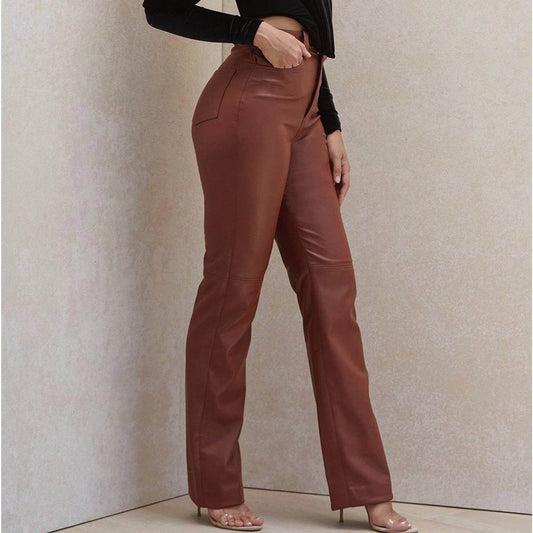 House of CB - Inaya High Waist Faux Leather Trousers Pants - Rack Hunt -
