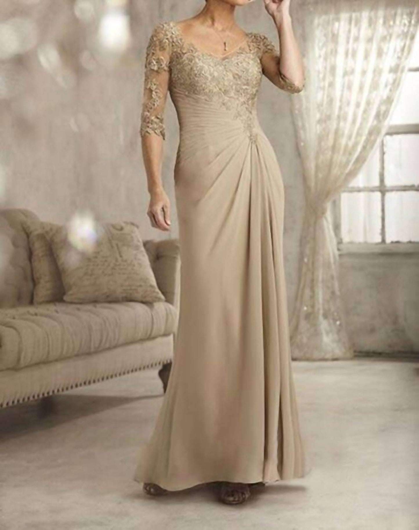 Illusion Sleeve Lace Bodice Dress