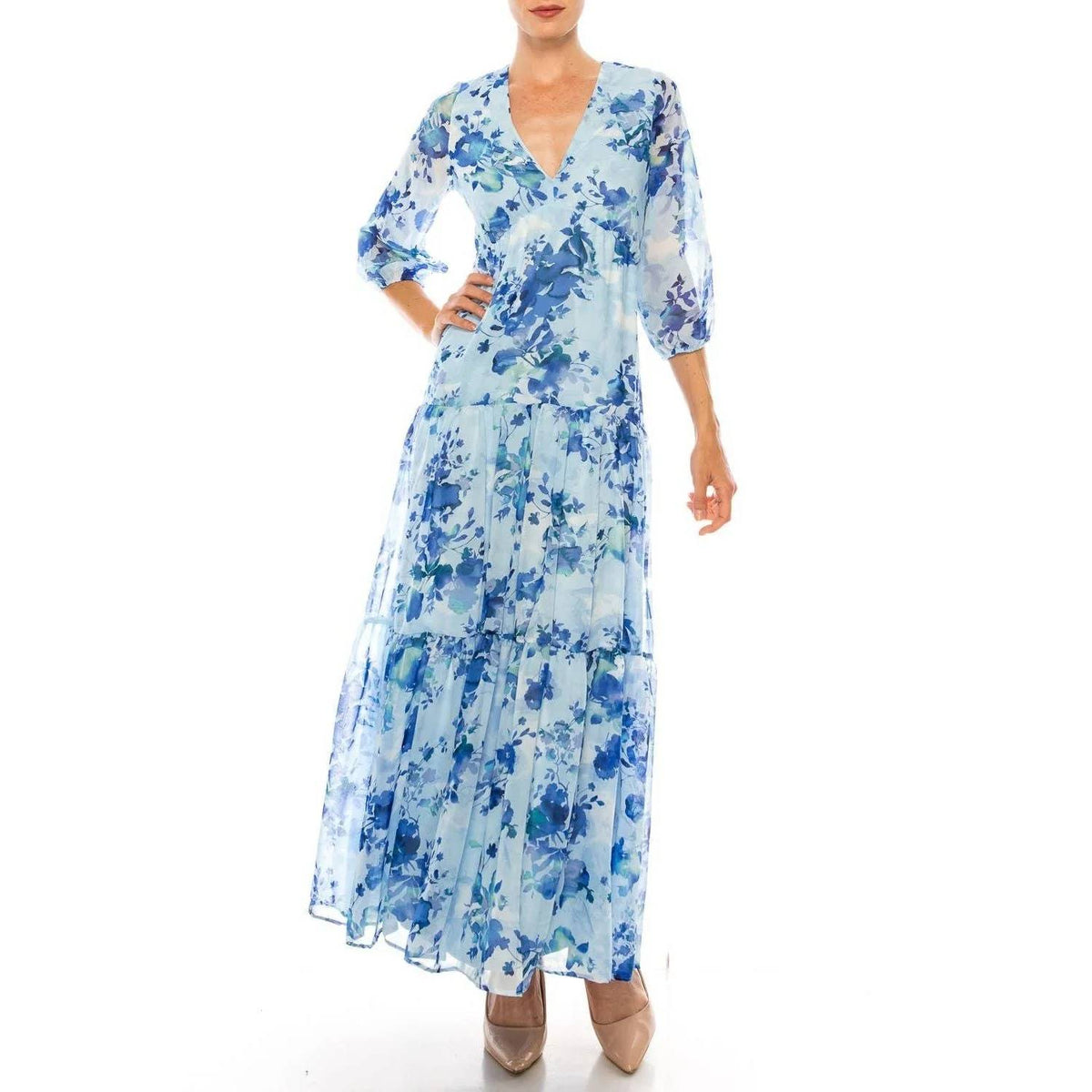 Floral Print Tiered Maxi Dress