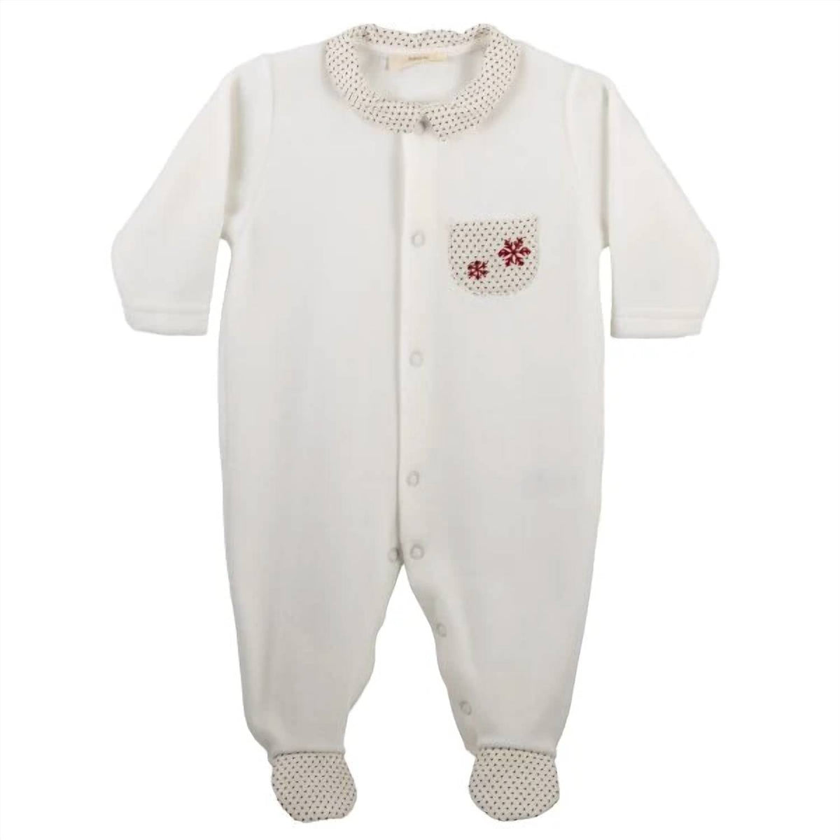 Kid's Velour Embroidered Footie