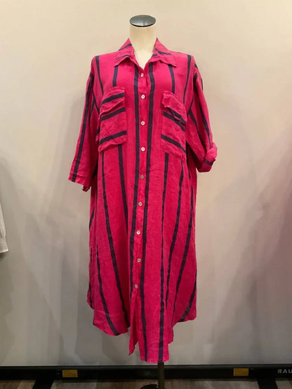 Liabella - Women's Striped Linen Dress - Rack Hunt