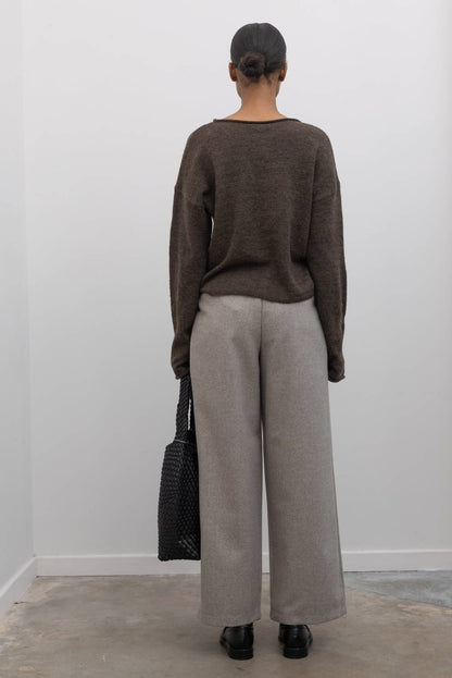 Tailored Wool Blend Wide Leg Pants