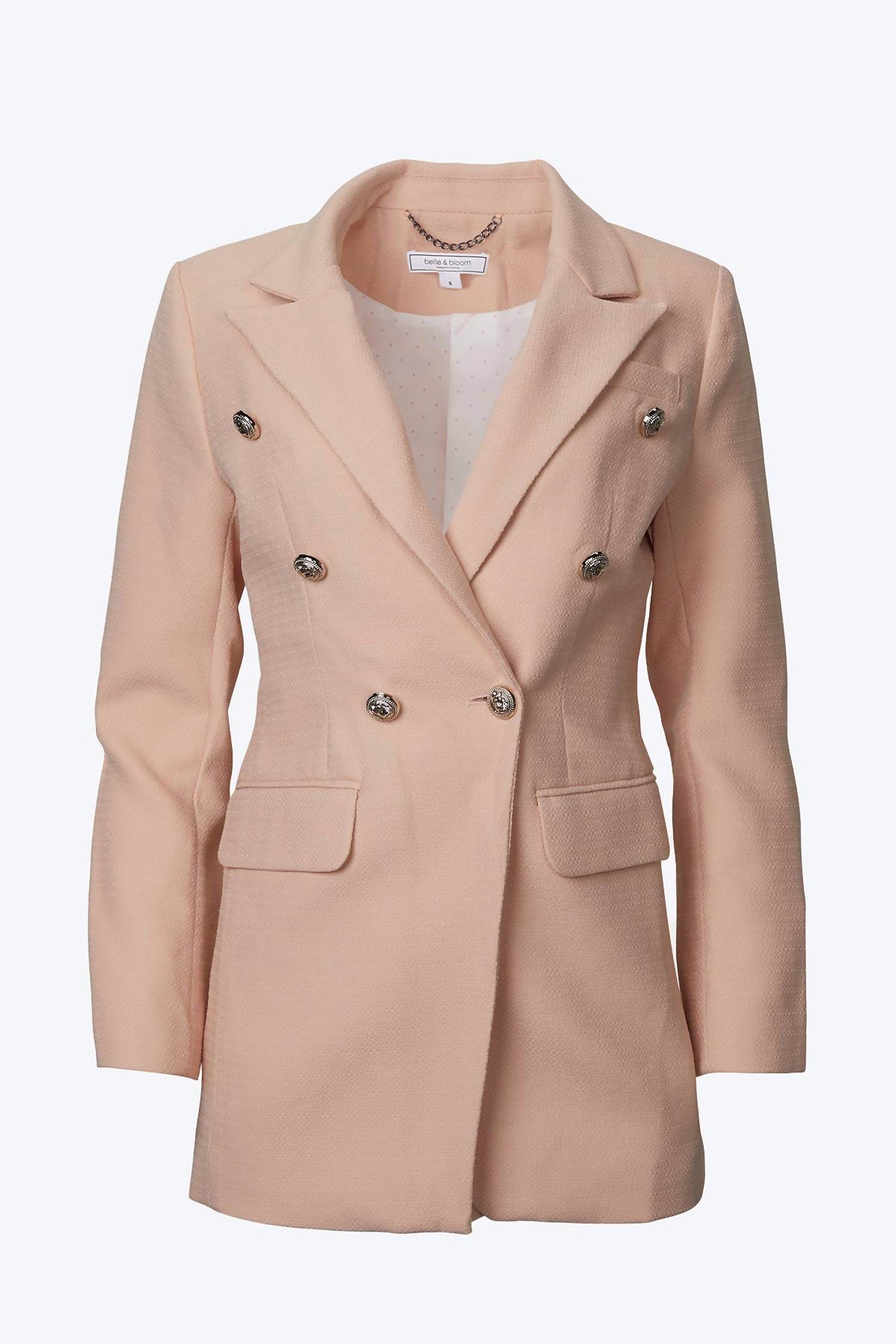 belle & bloom - DOUBLE-BREASTED TEXTURED WOVEN BLAZER - Rack Hunt -