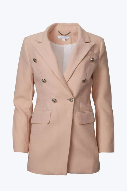 belle & bloom - DOUBLE-BREASTED TEXTURED WOVEN BLAZER - Rack Hunt