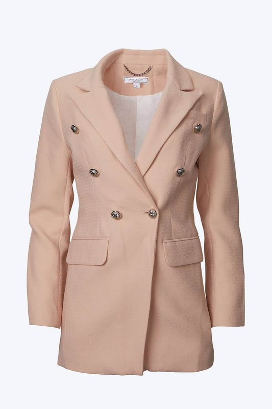 belle & bloom - DOUBLE-BREASTED TEXTURED WOVEN BLAZER - Rack Hunt -