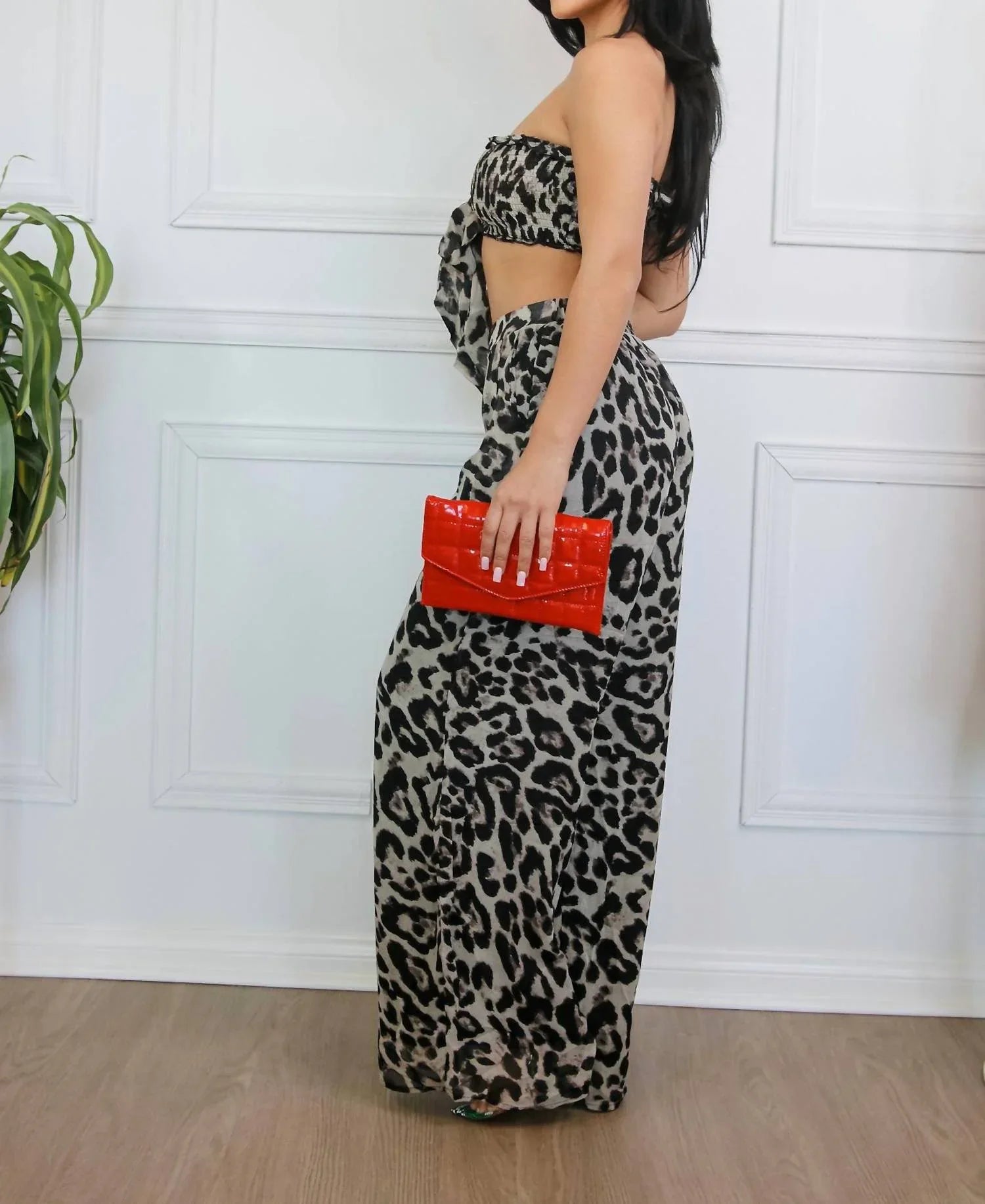 Little Secret Of Mine - Women's Into The Wild Animal Sleeveless Tie Crop Wide Leg Pant Set - alternate view - Rack Hunt