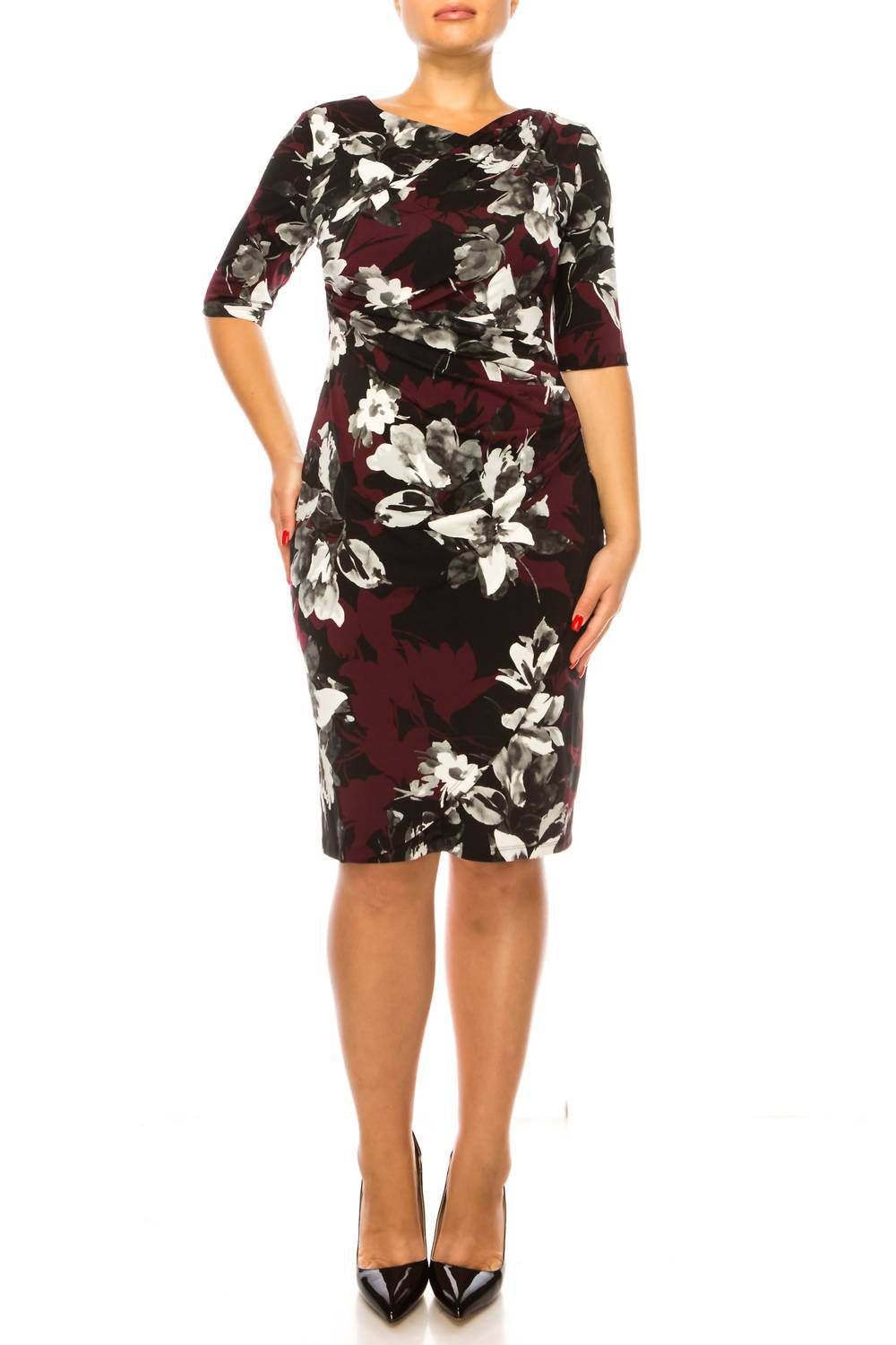 Connected Apparel - Draped Bodice Floral Dress - Rack Hunt -