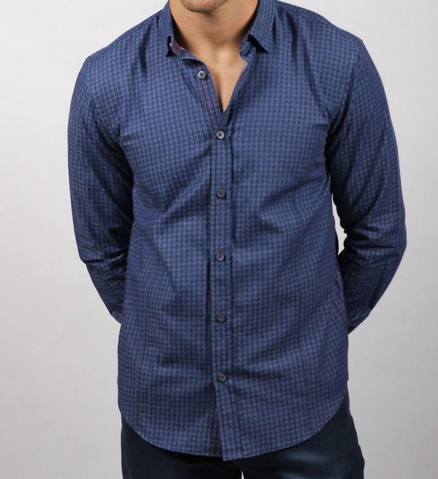 Pattern Denim Button Down Shirt
