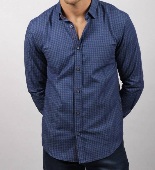 Pattern Denim Button Down Shirt
