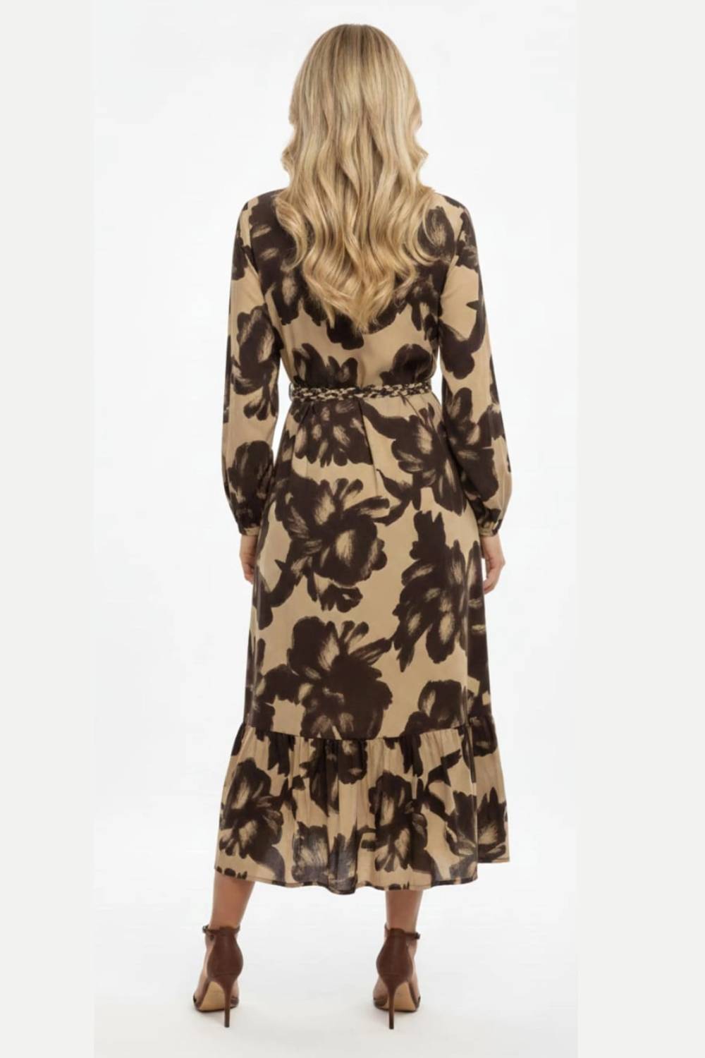 Earthy Tiered Midi Floral Dress