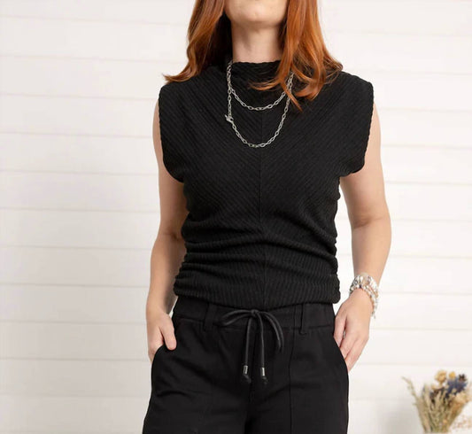 Funnel Neck Side Ruched Top