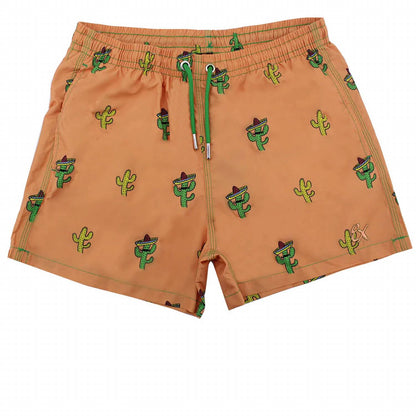 Sombrero Cactus Print Swim Trunks