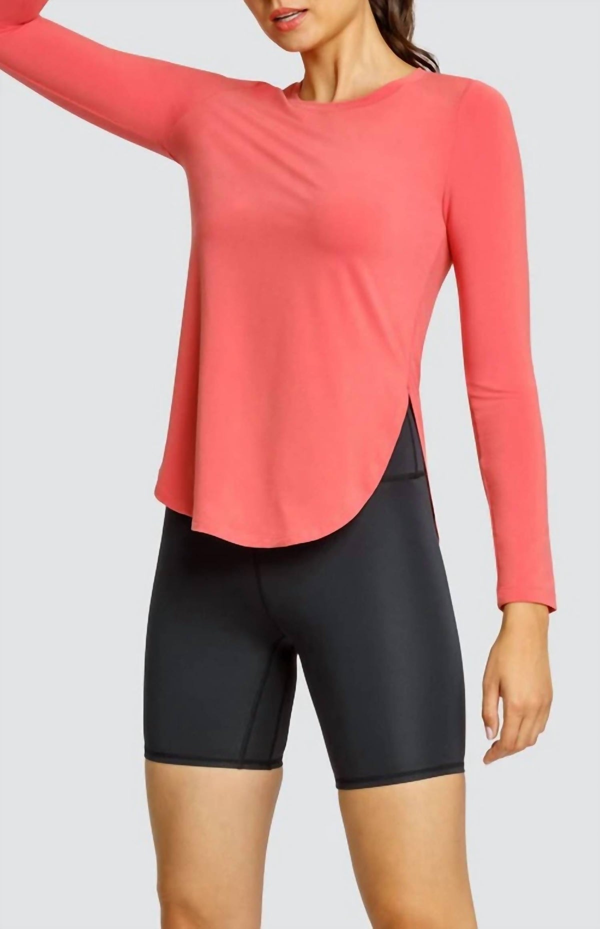Panem Long Sleeve Curved Hem Top