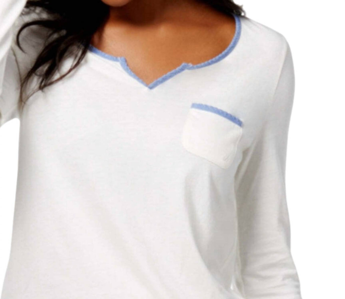 Lace Design Long Sleeve Pajama Top