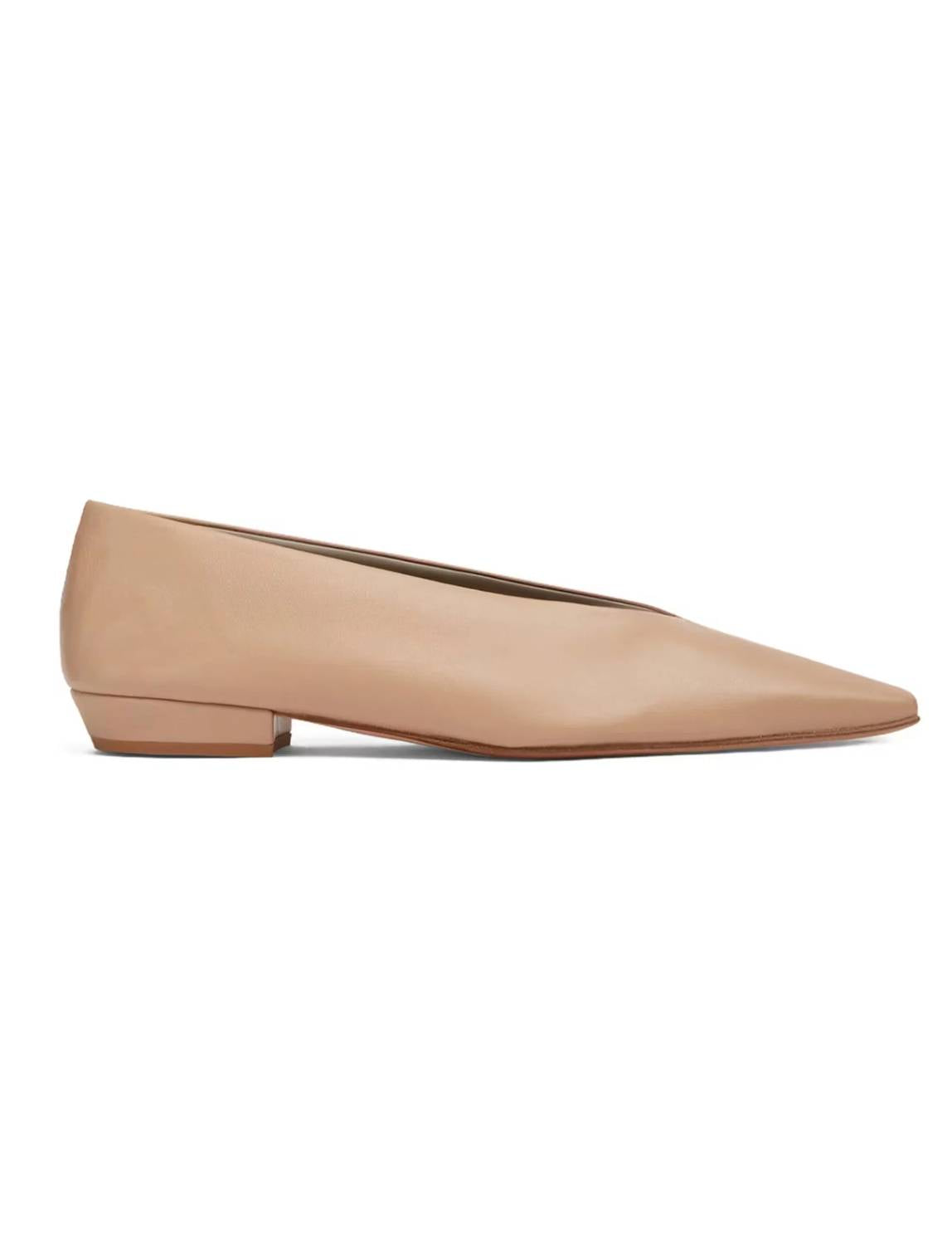 Women's Nappa Almond Leather Ballerina Flats