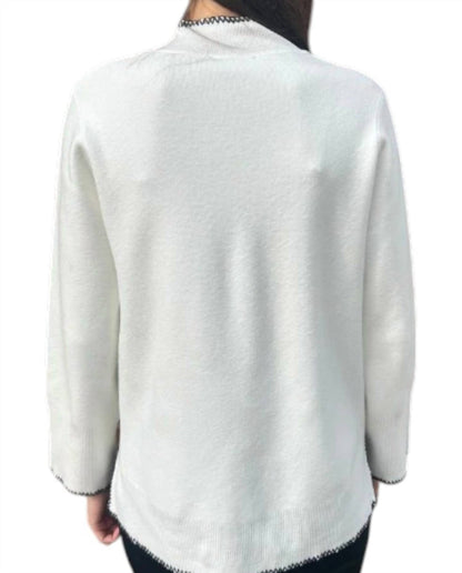High-low Mock Neck Sweater With Stitched Trim