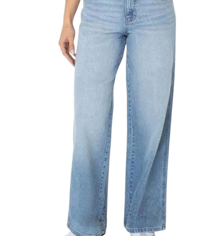 Women's Mid Rise Wide Leg Pebble Denim Jeans