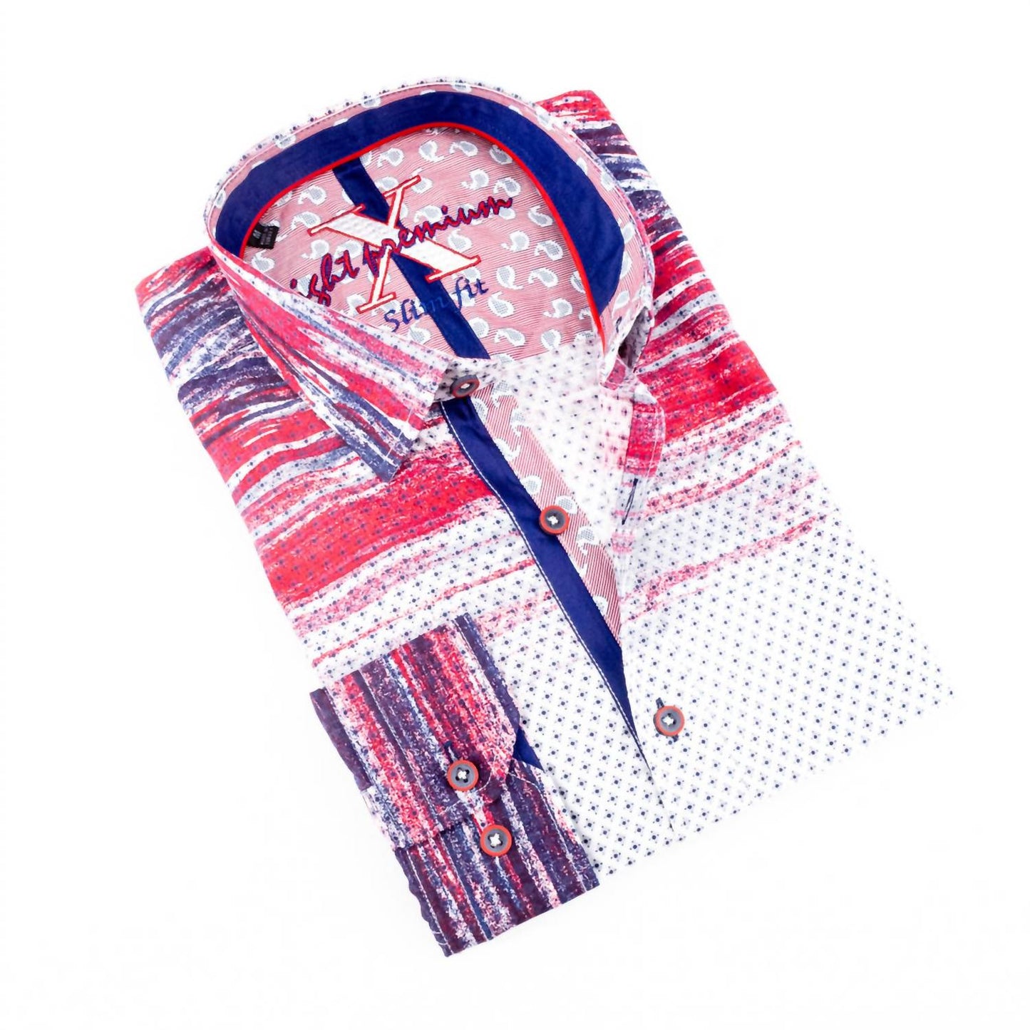 Men's Button Down Print Shirt With Paisley Trim