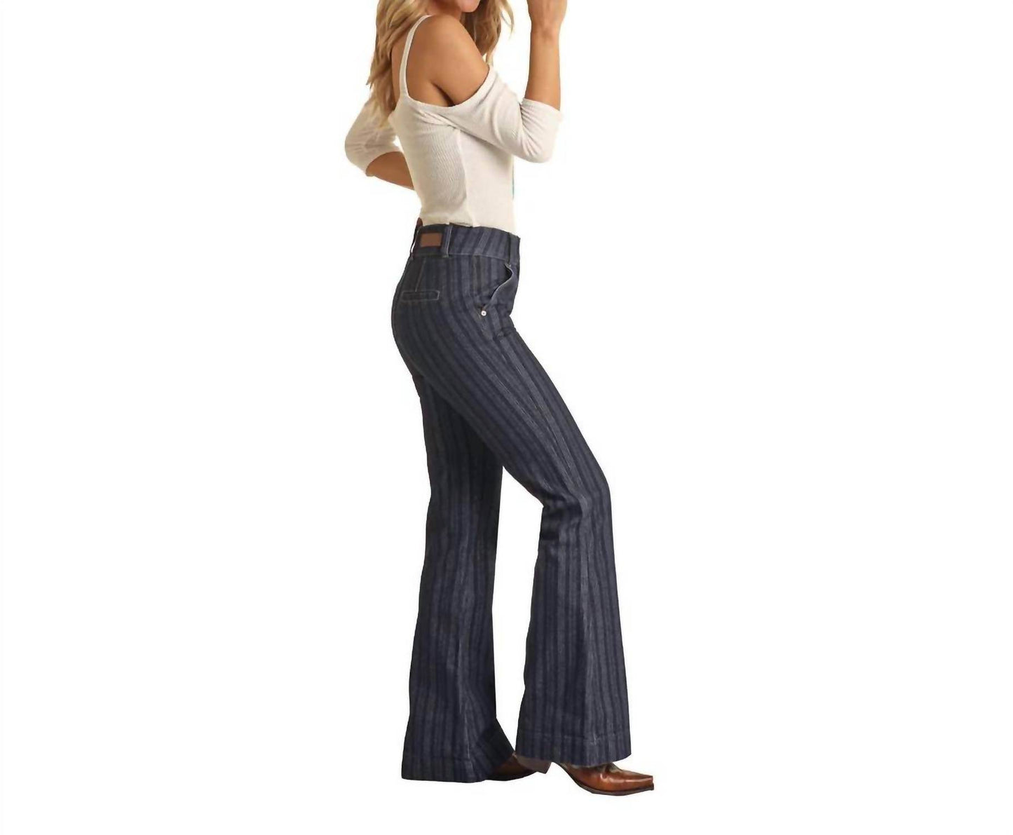 Rock & Roll Cowgirl - Jacquard Stripe High Rise Trouser Jeans - Rack Hunt