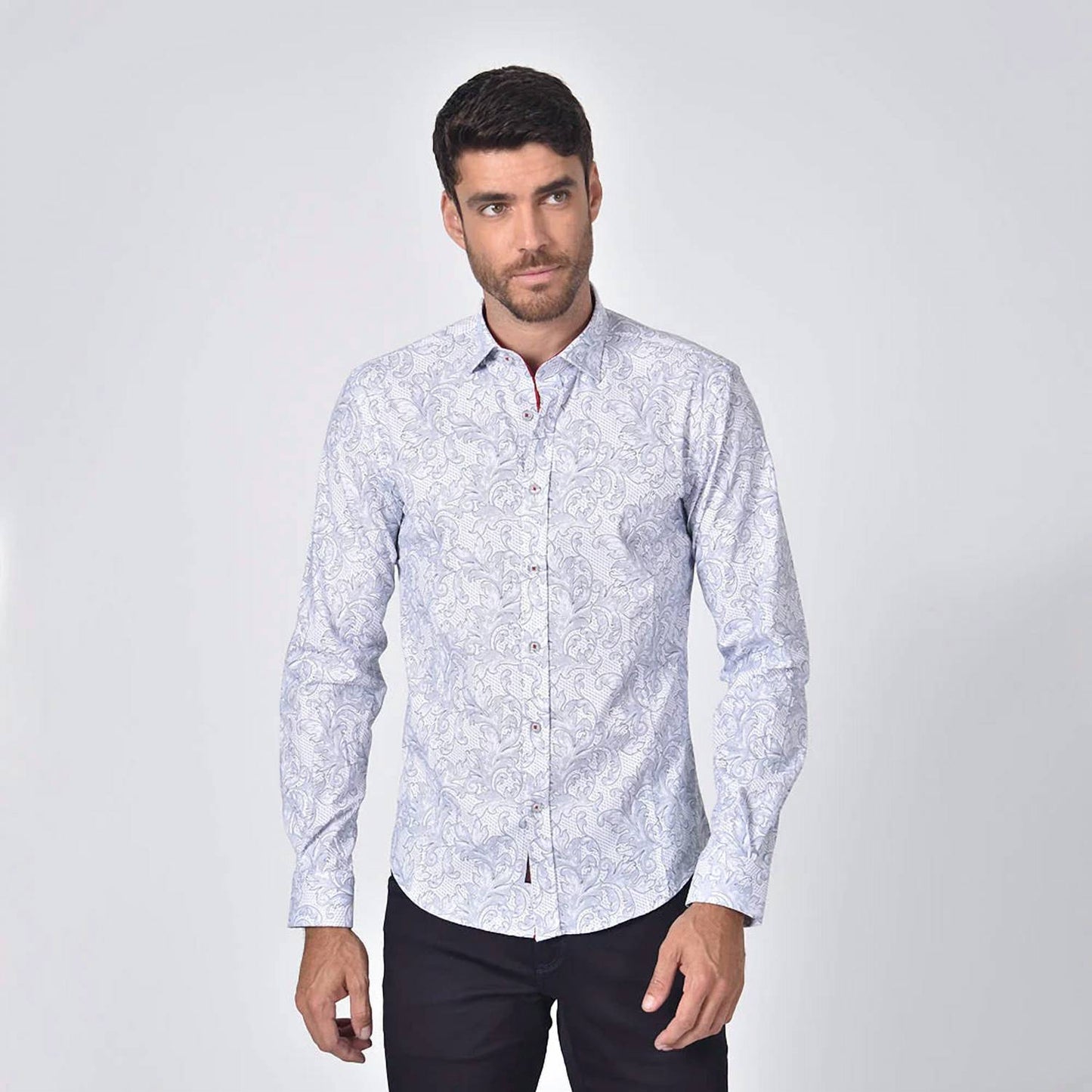 Damask Print Button Down Shirt