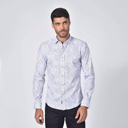 Damask Print Button Down Shirt