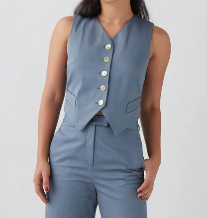 Rose Velvet - Cotton Twill Annie Button Vest - Rack Hunt