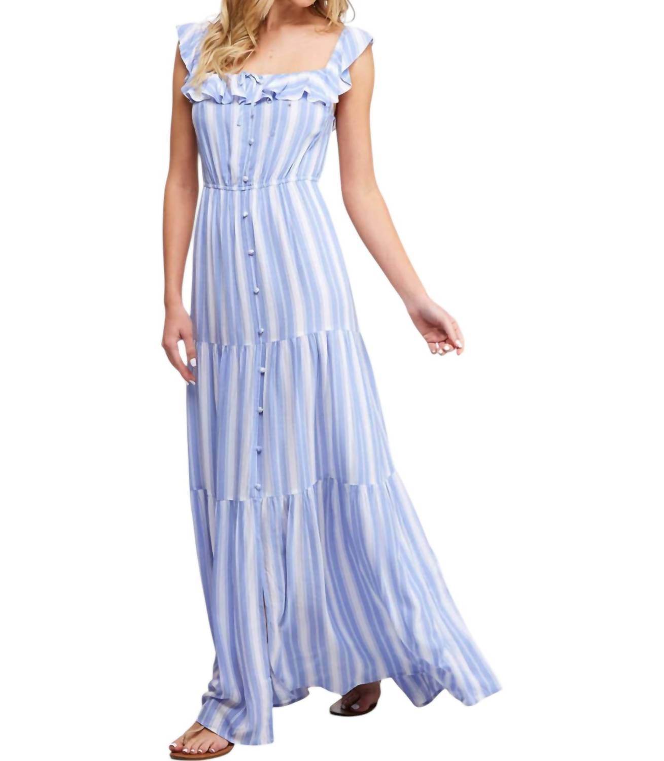 PinkBlush - Striped Tiered Maxi Dress - Rack Hunt -