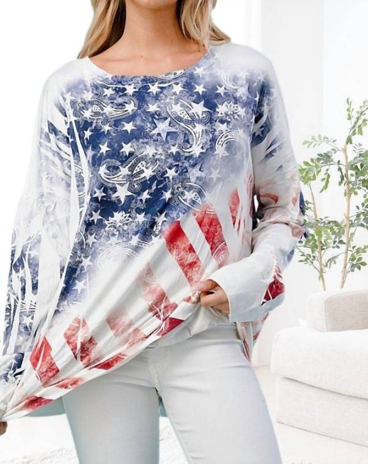 Long Sleeve Flag Top