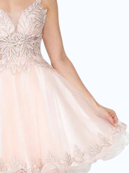 Homecoming Tulle With Sequin Lace Bodice Fit & Flare Cocktail Party Dress